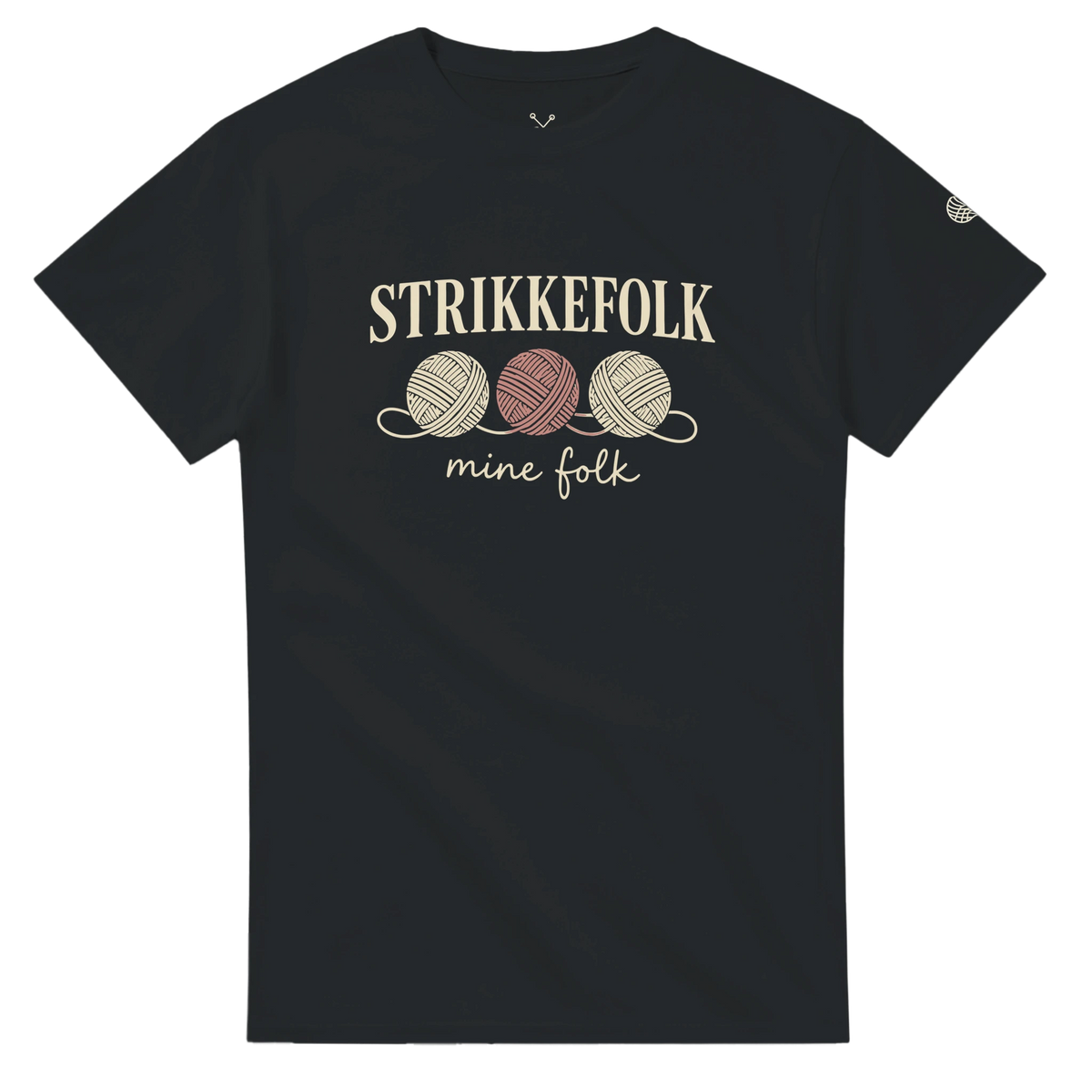 Strikkefolk, mine folk – svart t-skjorte, forside