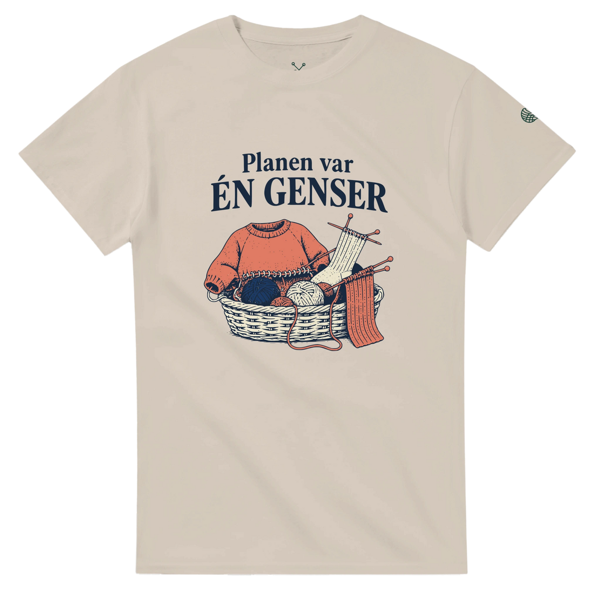 Planen var én genser – sandfarget t-skjorte, forside