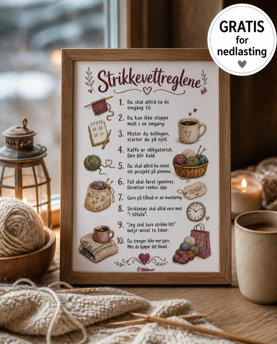 Strikkevettreglene – GRATIS A4-plakat for nedlasting