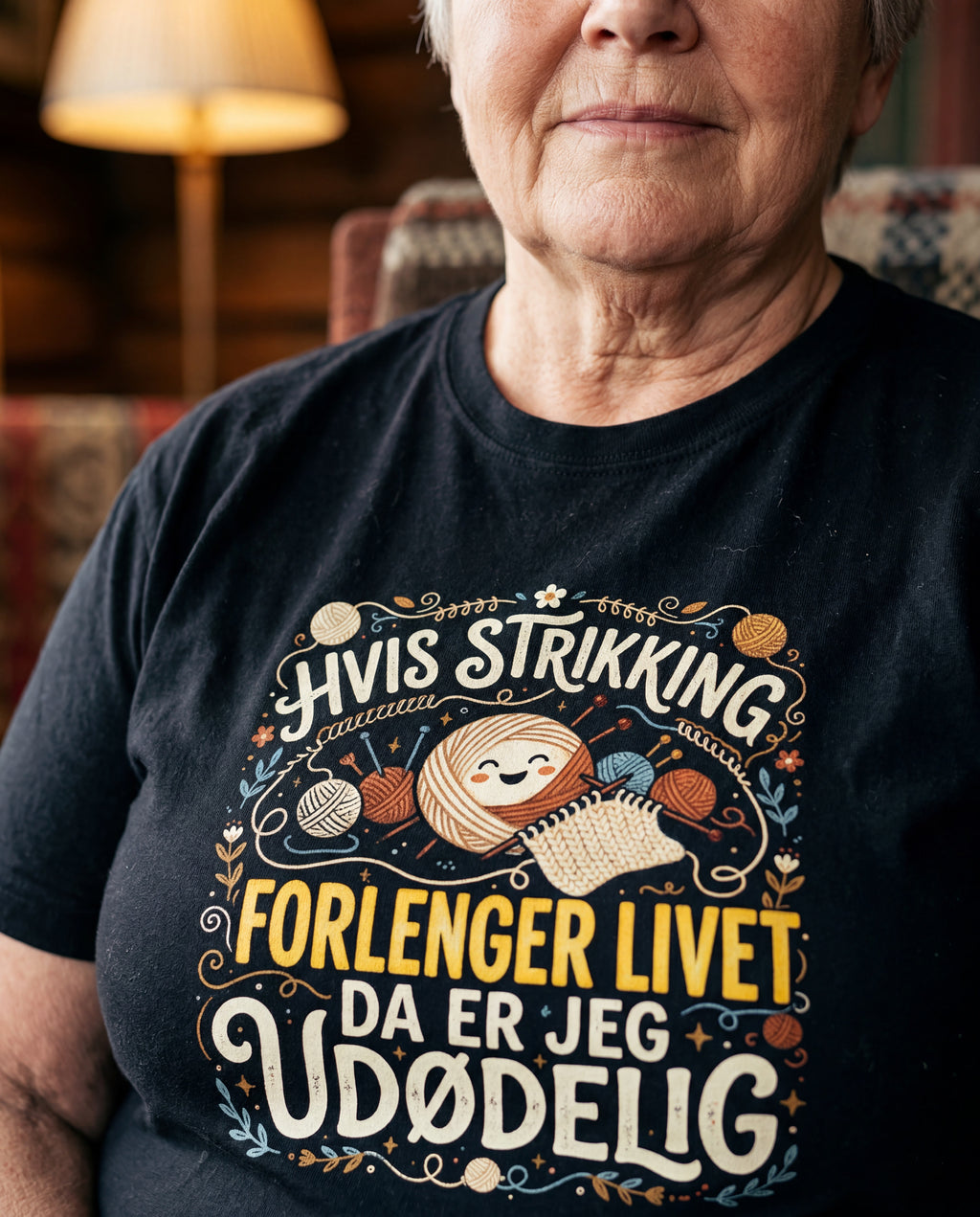 "Hvis strikking forlenger livet, da er jeg udødelig" t-skjorte
